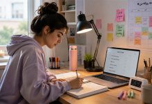 برنامه ریزی روزانه یک دختر برای درس خواندن