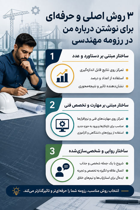 رزومه ۳ روش اصلی و حرفهای برای نوشتن درباره من در رزومه مهندسی