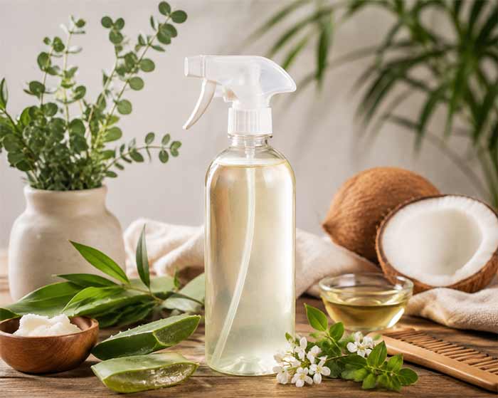 اسپری مو ۵ اسپری طبیعی نرمکننده مو خانگی با مواد ساده + روش ساخت